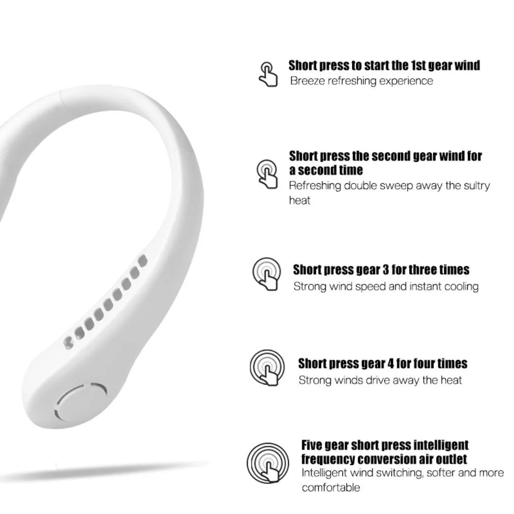 Rechargeable Portable Neck Fan - Hands-Free Cooling Solution